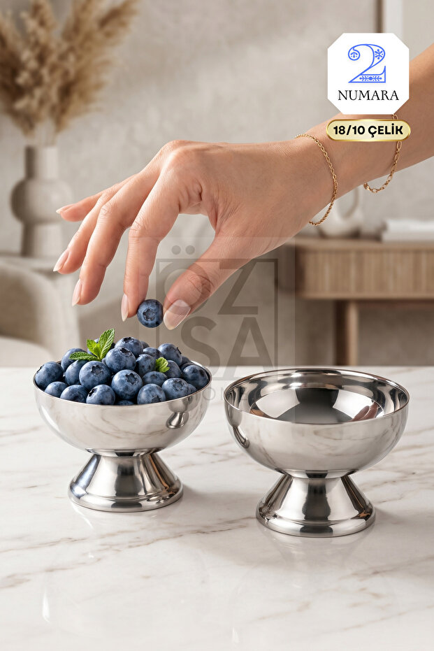 Luce Double 18/10 Stainless Steel Ice Cream Dessert Presentation Bowl Steel Presentation Container Serving Dish 9cm