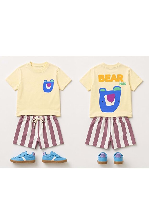 Splash Summer Set New Season Unisex Soft Yellow Top and Bottom Set