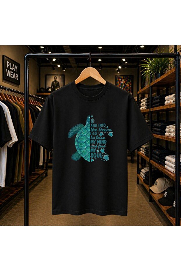 And into Karetta Chest Printed 100% Cotton Oversize Loose Regular Fit Crew Neck T-Shirt