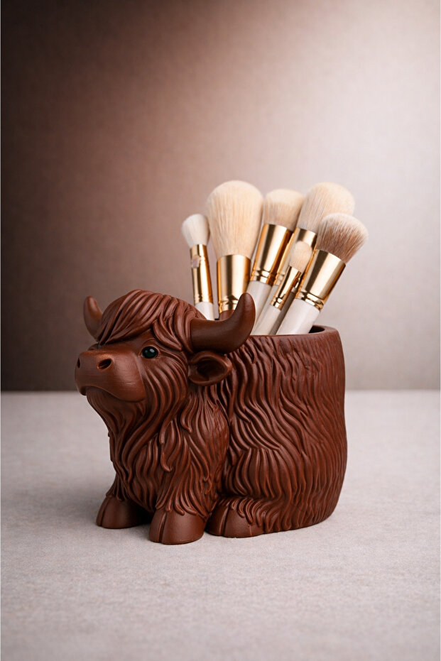 Cute Ox Pen Holder – 3D Printed Decorative Desk Organizer 12cm Height X 13cm Width