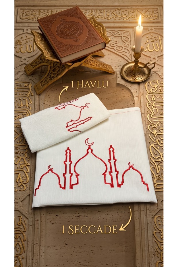 Abdest Towel with Gift Travel Prayery Mat, Portable in Bag, Lightweight, Practical Gift