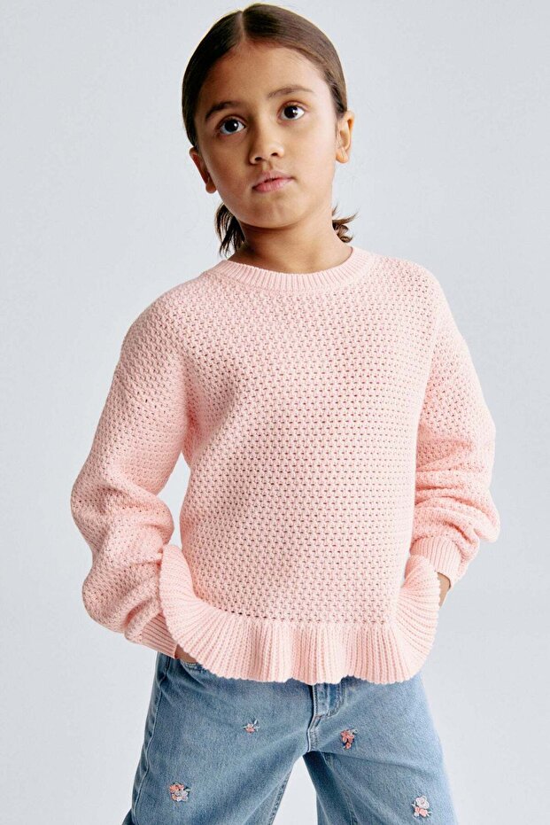 Hole-knit cotton jumper