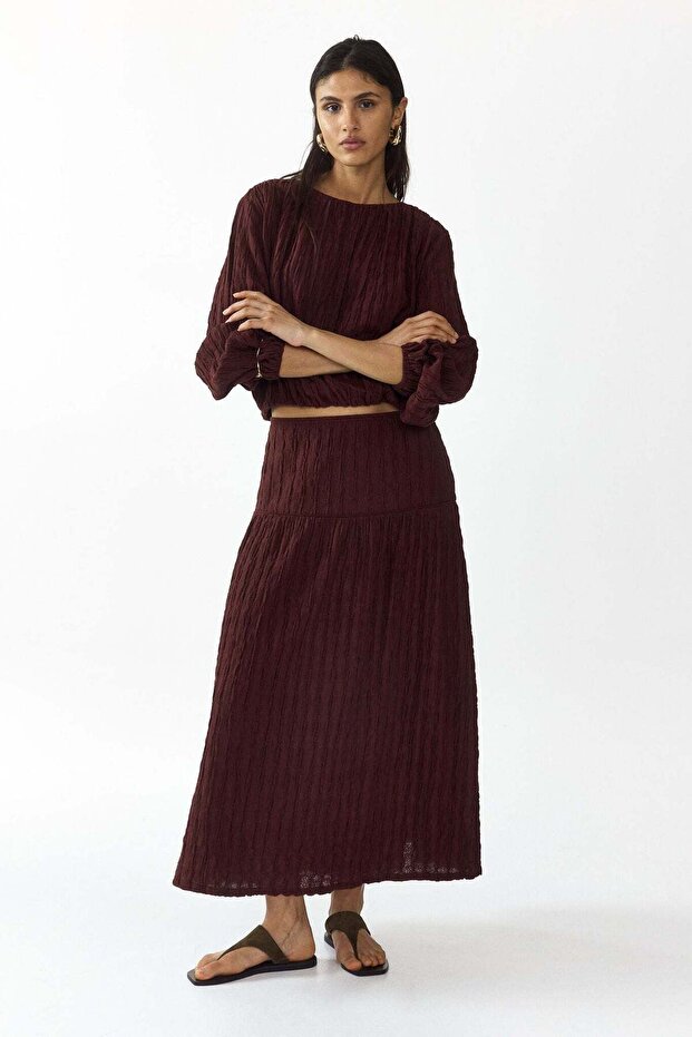 Textured jersey midi skirt
