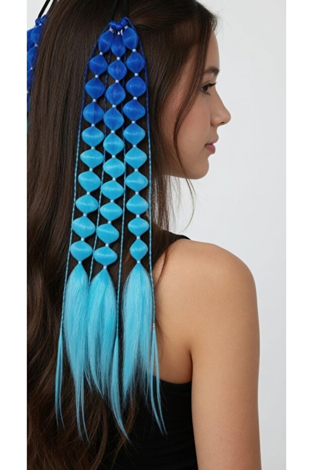 Blue Ombre Bubble Hair Detailed Rubber Clip