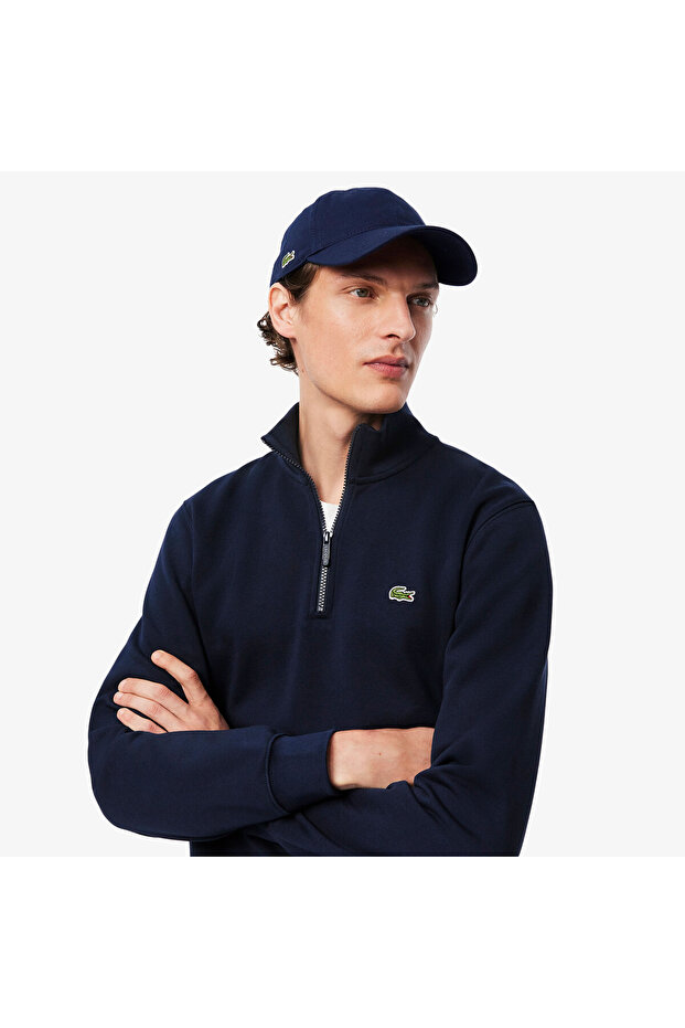 Erkek Classic Fit Yarım Fermuarlı Lacivert Sweatshirt - 2