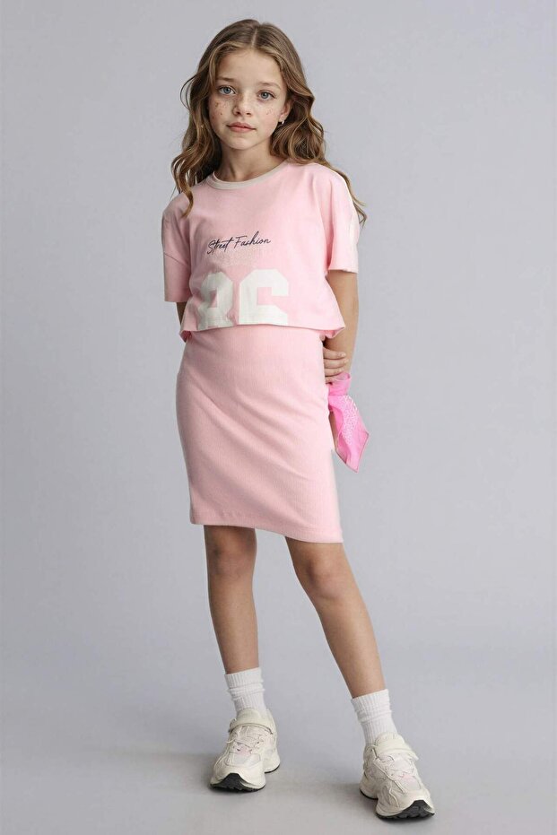 Short Sleeve Ribbed Camisole 2-Piece Dress Girls' D2339A826Sm