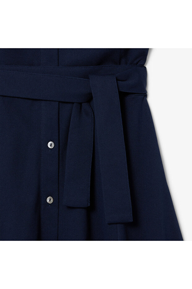 Kadın Flare Fit Kısa Kollu Polo Yaka Lacivert Elbise - 7