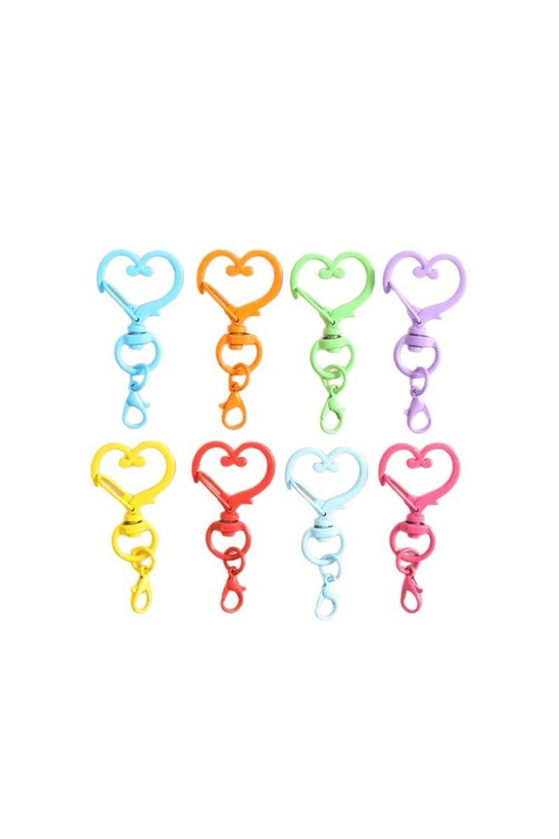 20pcs random color 5/10/20pcs/Lot Colorful Heart Lobster Clasp Hooks Keychains For DIY Key Chains Pe