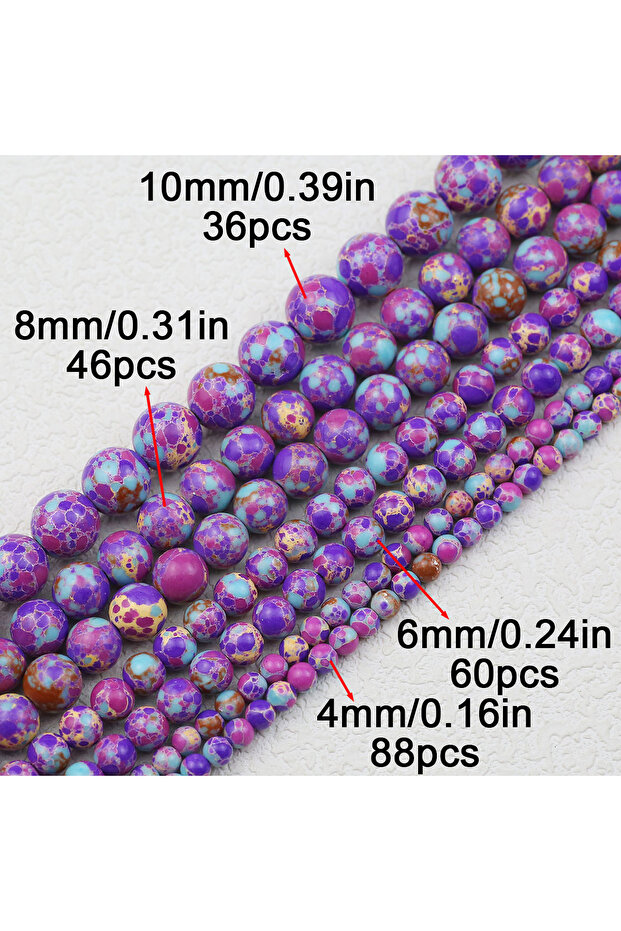 6mm 60pcs purple Purple Smooth Round Imperial Jasper Turquoise Beads Natural Stone Beads 4-10mm For
