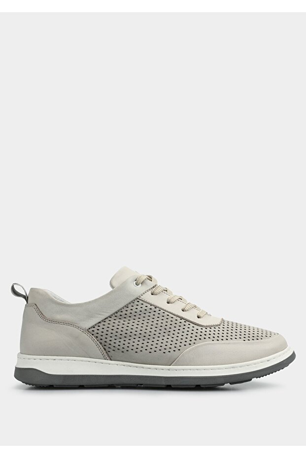 Bej Deri Erkek Sneaker - 1