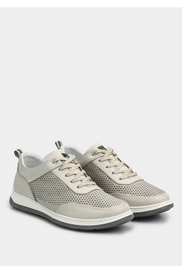 Bej Deri Erkek Sneaker - 2