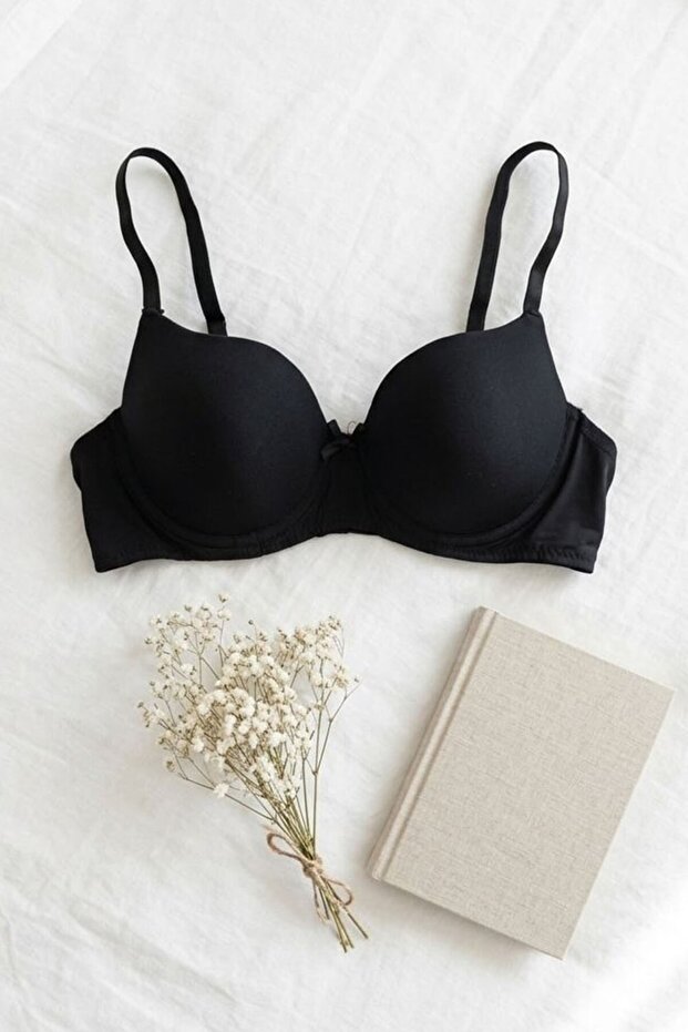 Unpadded Ribbon Detail Bra Black