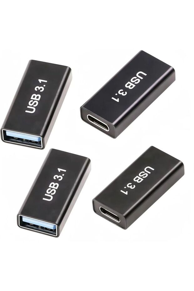 محول USB C أنثى إلى USB A أنثى أسود (4 قطع)، موصل نقل بيانات عالي السرعة USB 3.1 بسرعة 10 جيجابت في الثانية