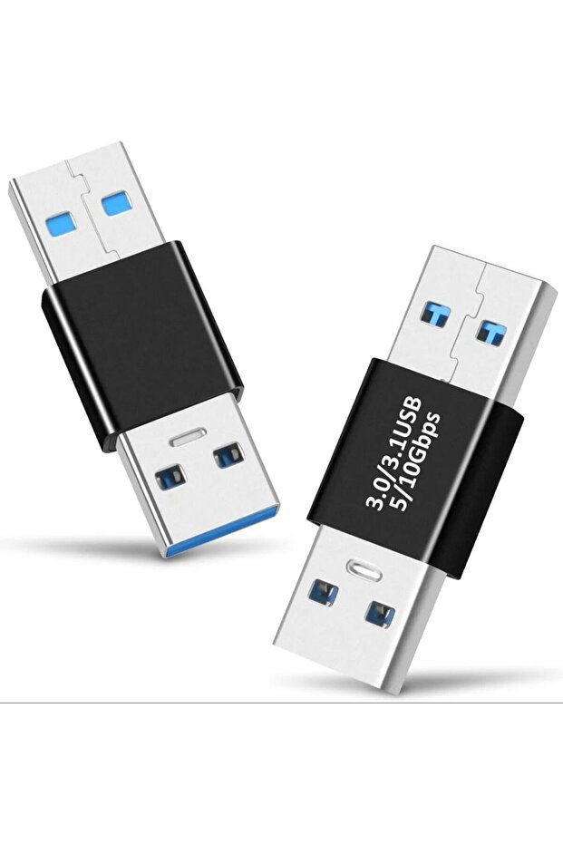 محول USB 3.1/3.0 ذكر إلى ذكر أسود (عبوة من قطعتين)، ناقل بيانات عالي السرعة 5/10 جيجابت في الثانية، موصل USB A