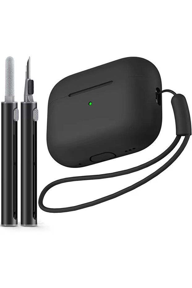 Black For Airpods pro 2 case Cover with Cleaner Pen Kit Soft Silicone Protective Case for Airpods..
