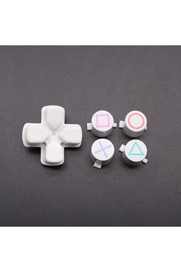 طقم أزرار وظائف ABXY أبيض اللون 5 في 1 لوحدة تحكم PS4، قطعة واحدة، بديل لأزرار وحدة تحكم P4