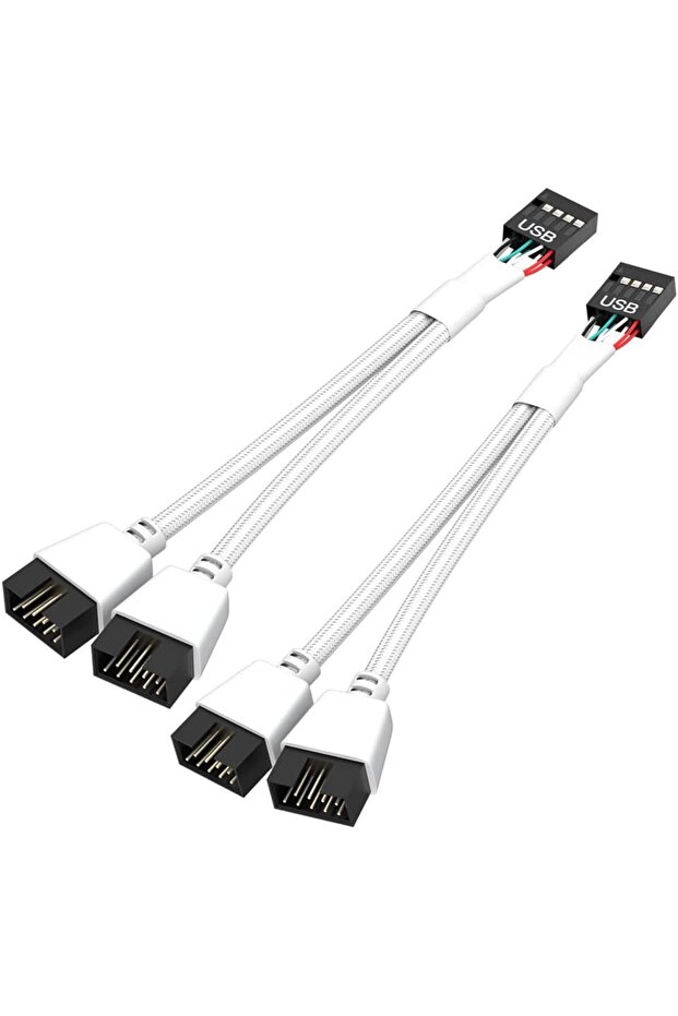 حزمة من 2 قطعة: موصل USB 2.0 إلى مزدوج 9 دبابيس للوحة الأم، مقسم رأس USB للكمبيوتر الداخلي