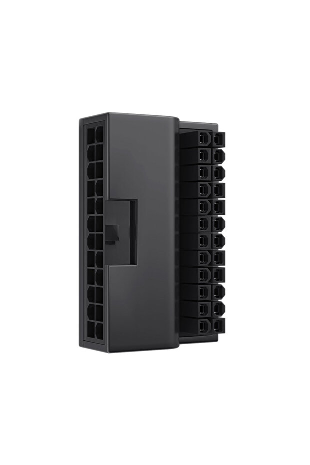 محول كمبيوتر TEUCER أسود اللون ATX 24Pin 90 ° موصل رأس التوجيه لتجميل الأسلاك، أداة تعديل ذاتية الصنع