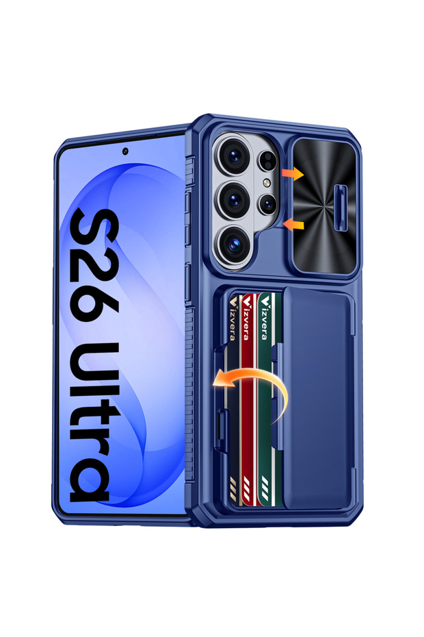 Galaxy S26 Ultra Only Case Blue For S26 Ultra Case Wallet-Full Body Protective with Card Holder(4 C