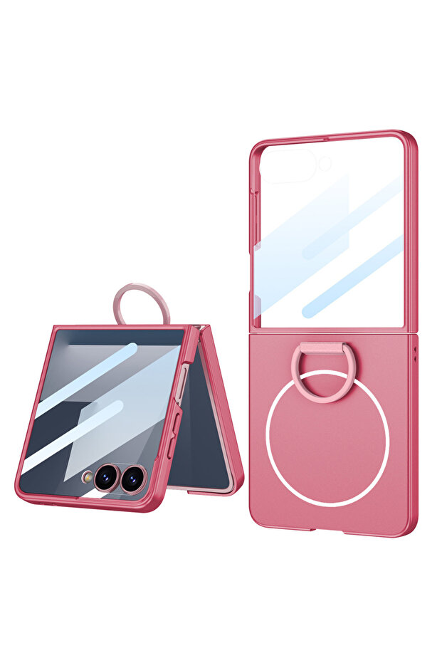 Galaxy Z Flip7 Red Luxury Slim Magsafe Phone Case for Z Flip 8 Flip7 360 Built-in Screen Protector