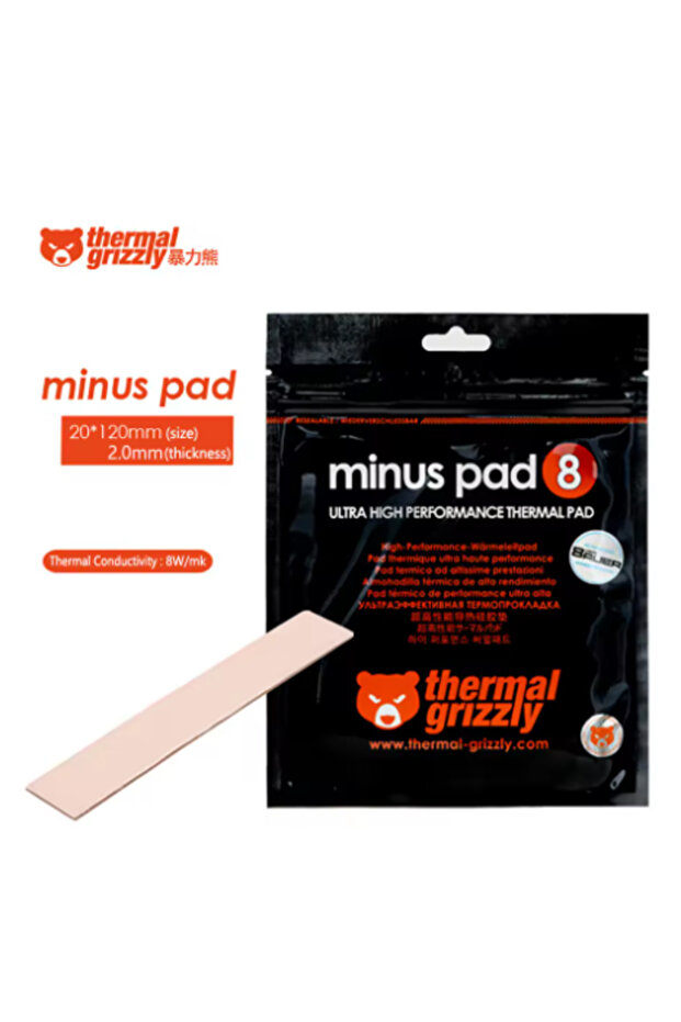 120x20x2.0mm Thermal Grizzly Minus Pad 8 Thermal Pad 8.0W/ Motherboard/CPU/GPU Multi Size Graphics C