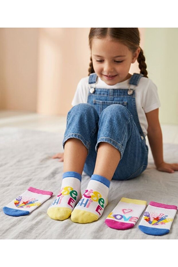 Happy Kız Çocuk 3lü Sneaker Çorap - 2