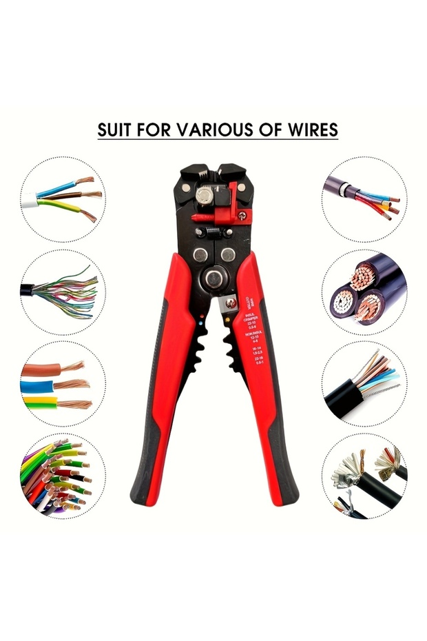 أداة تعرية الأسلاك متعددة الوظائف 24-10AWG - أداة سريعة لتقشير وقطع الكابلات مع مقبض مانع للانزلاق