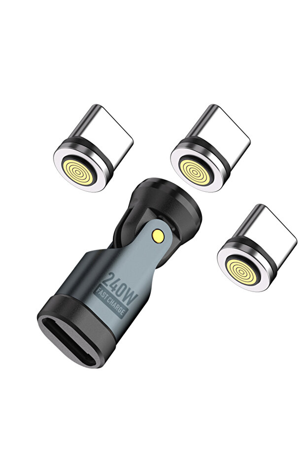 Adapter USB-C 3pcs Magnetic Type-C to USB-C OTG Adapter 540 Degree PD3.1 240W Fast Charging 9Pin Mag