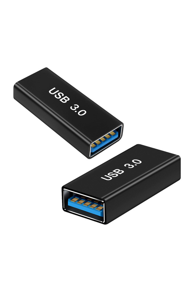 محول USB 3.0 أنثى إلى أنثى أسود، عبوة من قطعتين، ناقل بيانات عالي السرعة 5 جيجابت في الثانية، موصل USB A للتمديد