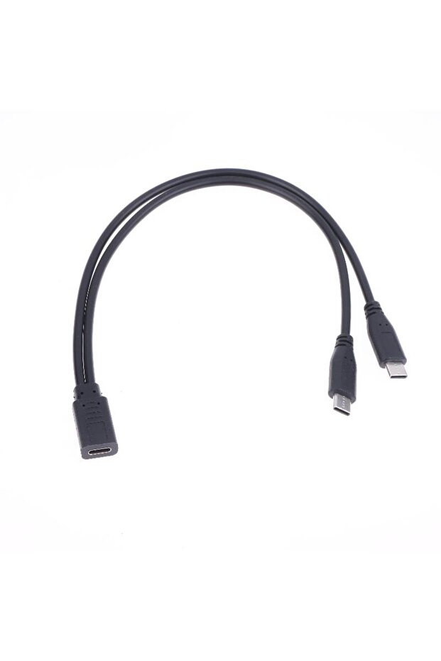 كابل USB C مقسم من النوع C بطول 2 متر مع محول طاقة 3 أمبير، 1 إلى 2 منفذ