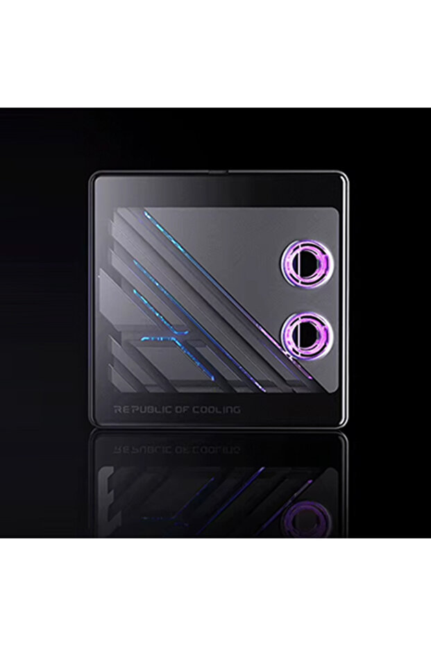 Black BOOO ROC-L Split Copper CPU Water Block 0.08MM Waterway, Copper Bottom + Tempered Glass Cover