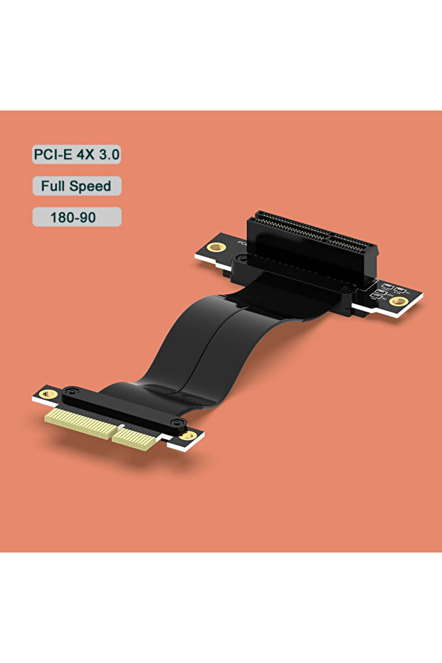 بطاقة محول PCI Express PCI-E 4X سوداء بطول 30 سم، بطاقة محول بزاوية 90 درجة لخادم الكمبيوتر
