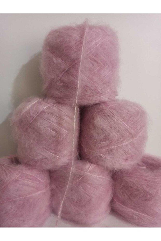İPEK YÜN İPLİK DÜNYASI Elit Moher Bol Tüylü Örgü İpi (Pembe) 100gr