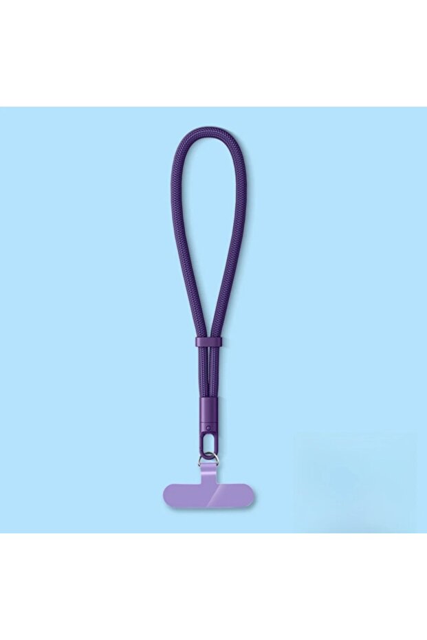 PURPLE Universal Adjustable Mobile Phone Lanyard Short Wrist Strap Durable Polyester with Self-Locki