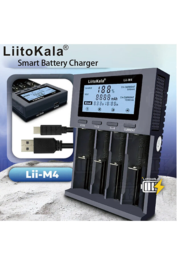 liitokala Lii-M4 LiitoKala Lii-M4 Smart Battery Charger LCD Display Universal 4-Slot for 18650 26650