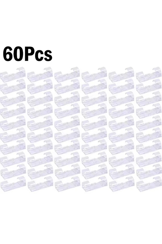 60X-Transparet 20-60 قطعة مشابك إدارة الكابلات ذاتية اللصق، منظم أسلاك لسطح المكتب