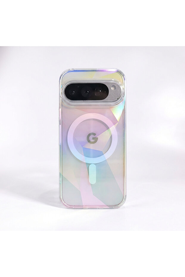 حافظة هاتف جوجل بيكسل 9a بتصميم هندسي مطلي لهاتف جوجل بيكسل 9A/10A/10Pro/10Pro XL، مغناطيس
