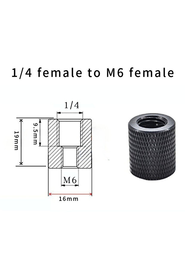قطعتان من محولات البراغي السوداء 1/4 إلى M6، 2/4 قطع 1/4-20UNC، 3/8-16، M5، M6، M8، M10، محول حامل جهاز العرض