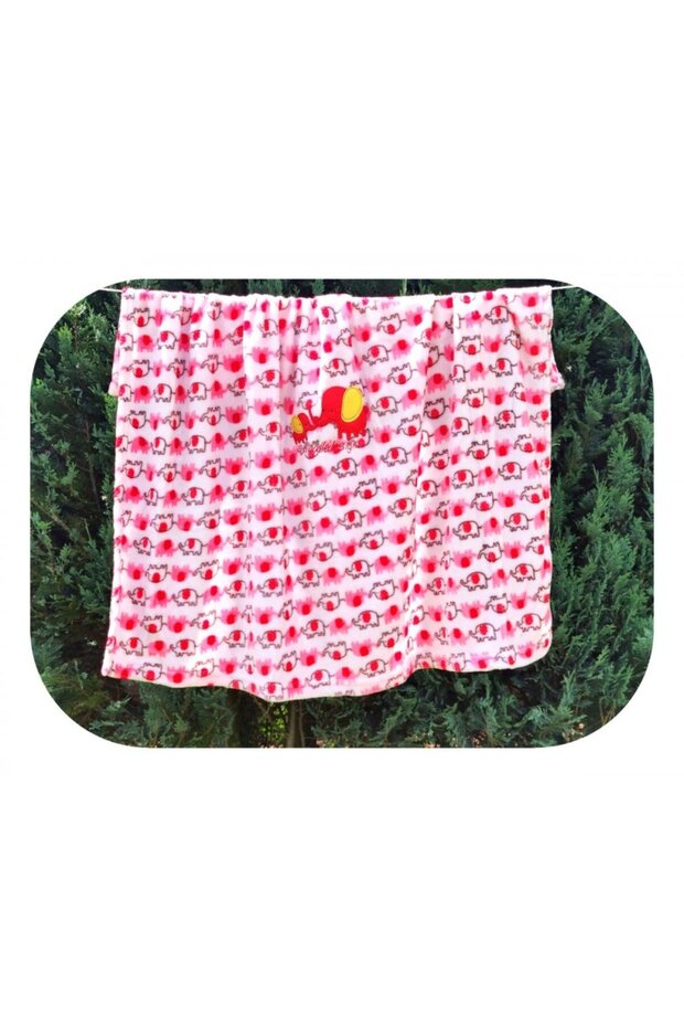Microfiber blanket 80x100 cm Red Elephants pattern - 2