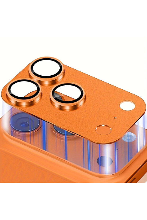 For iPhone 17Pro Max Orange 1Pcs Metal Tempered Glass Lens Protector Full Cover Orange Back Camera P