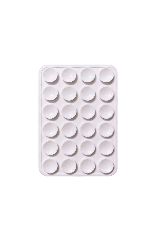 WHITE 1pc Backed Adhesive Sucker Pad For Fixed Pad Double Side Silicone Suction Pad For Mobile Phone