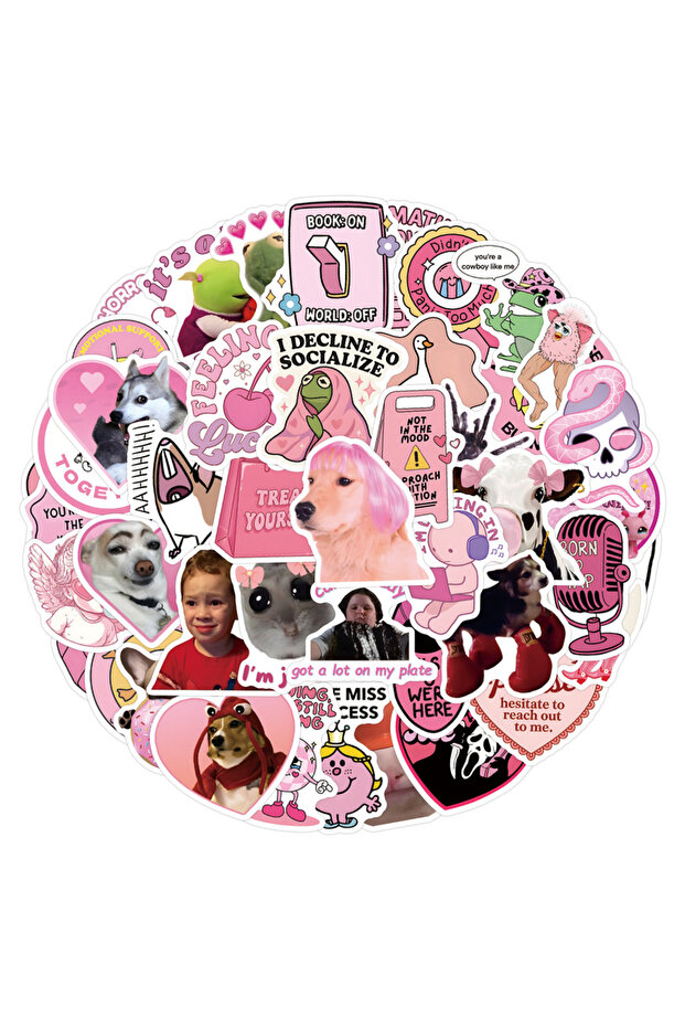55Pcs 55Pcs Pink Funny Sticker Funny Creative DIY Decorative Stickers Waterproof Stickers