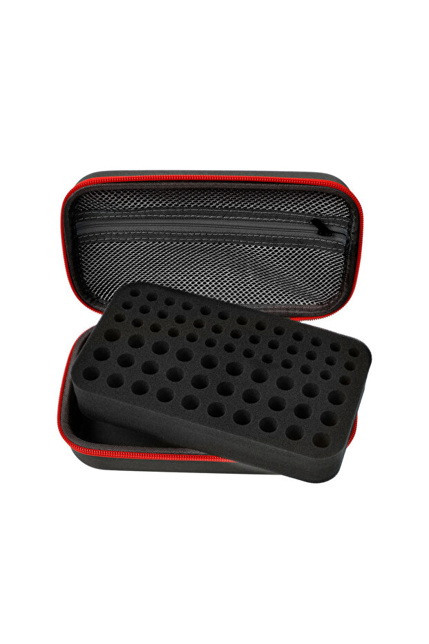 Black Battery Storage Bag - Holds 69+ AA/AAA/C/9V/3V Lithium Batteries, Organizer with Foam Slots &