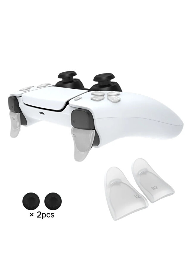 مُمدد زر التحكم الشفاف DATA FROG L2 R2 لجهاز تحكم PS5 مع غطاء زر D-pad ممتد