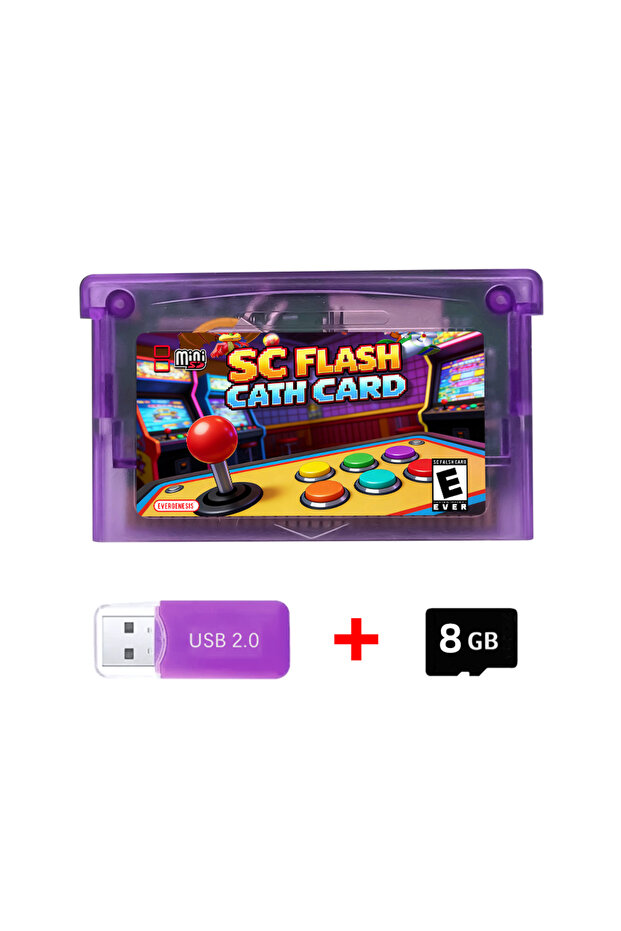 Purple With 8G 5000 in 1 Games V2.0 Mini SC Card Flash GBA Card For GBA GBC GB NES with Adapter With