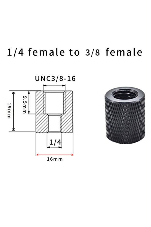 قطعتان من محولات البراغي السوداء 1/4 إلى 3/8، 2/4 قطع 1/4-20UNC، 3/8-16، M5، M6، M8، M10، محول حامل جهاز العرض