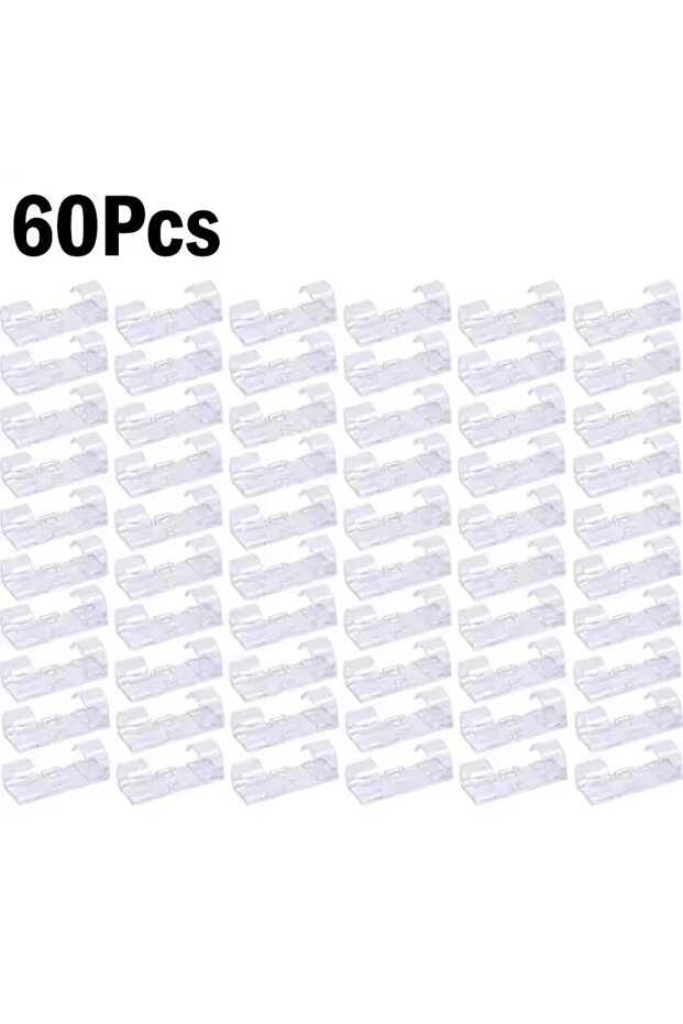 60X-Transparet 60-5 قطع مشابك كابلات لاصقة وحامل أسلاك للجدار، ملصقات ذاتية اللصق قوية للأسلاك