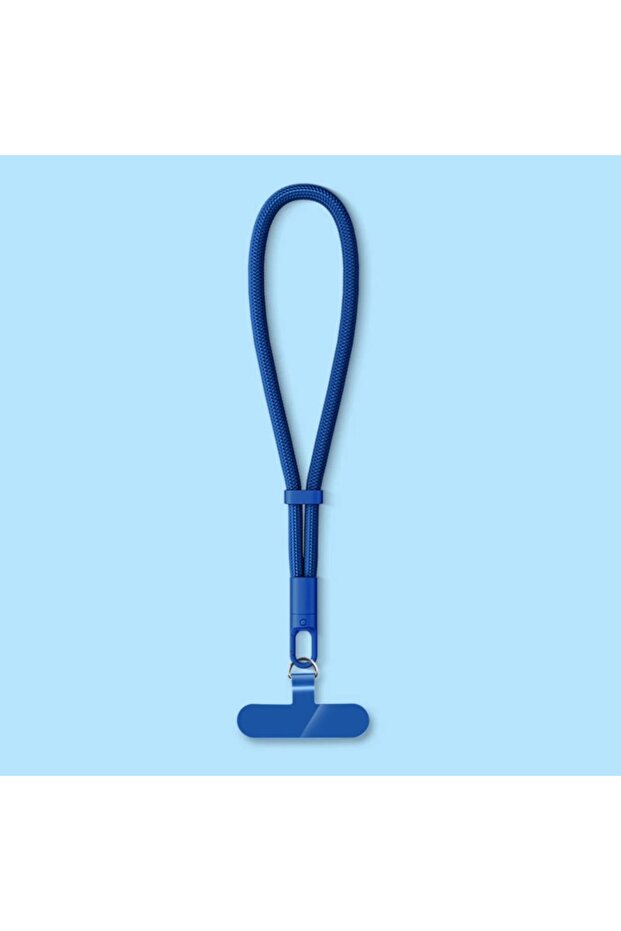 Blue Universal Adjustable Mobile Phone Lanyard Short Wrist Strap Durable Polyester with Self-Locking