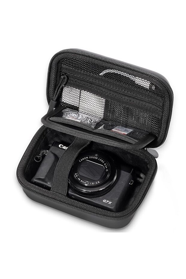 Black Hard Shell Digital Camera Case for Canon G7X Mark III Mark II, Cybershot, PowerShot SX740, R.