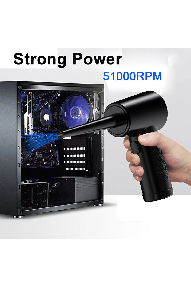 Black Wireless Air Duster 60000 RPM Dust Blowing USB Compressed Air Blower Cleaning For Computer La